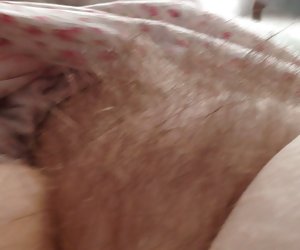 摩擦她的厚的软毛茸茸的小猫