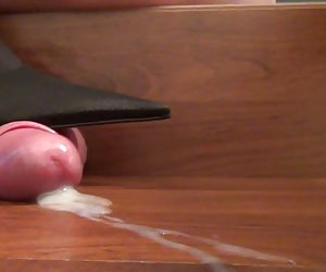 公鸡和球践踏高跟鞋的鞋子